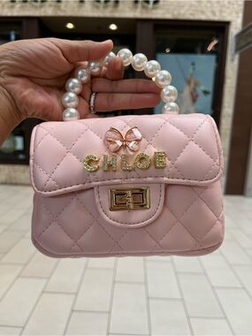 (Can Change Name) Customized Chain Shoulder Bag with Pearl Handle